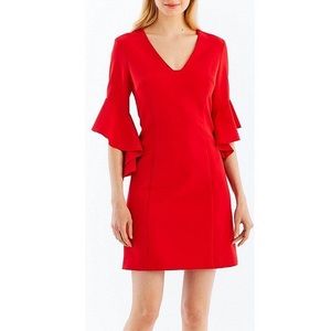Nicole Miller Tie Back Flutter Bell Sleeve Dress